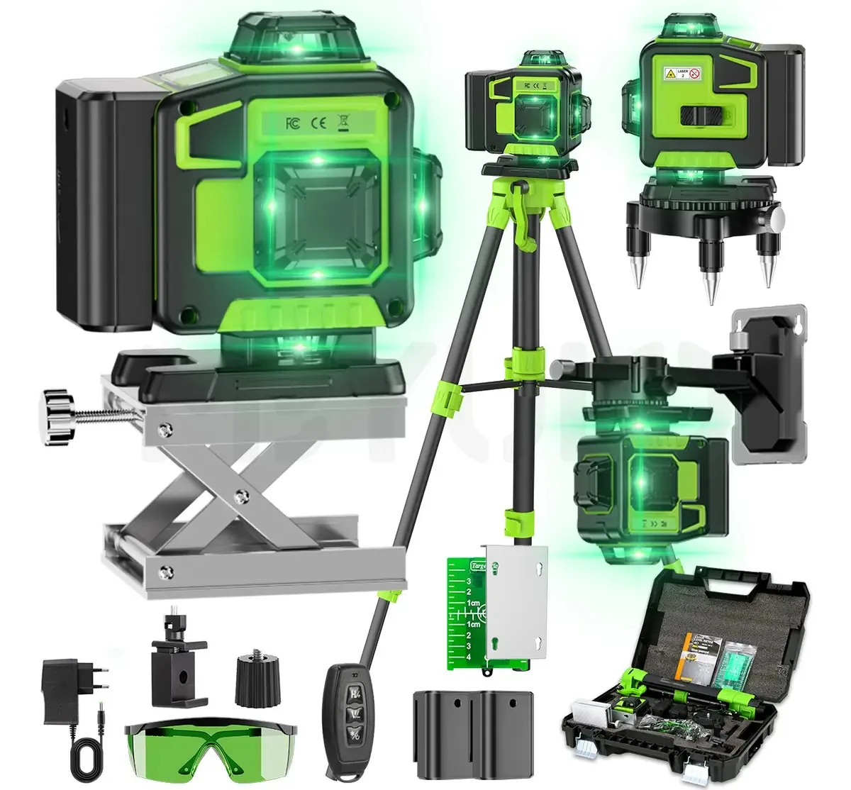 Aplicativo e tripé verdes a laser autonivelante de 360° de nível 16 linhas