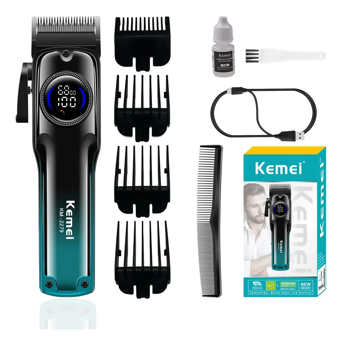 Kemei - Máquinas de cortar cabelo para homens, kits de corte elétricos profissionais