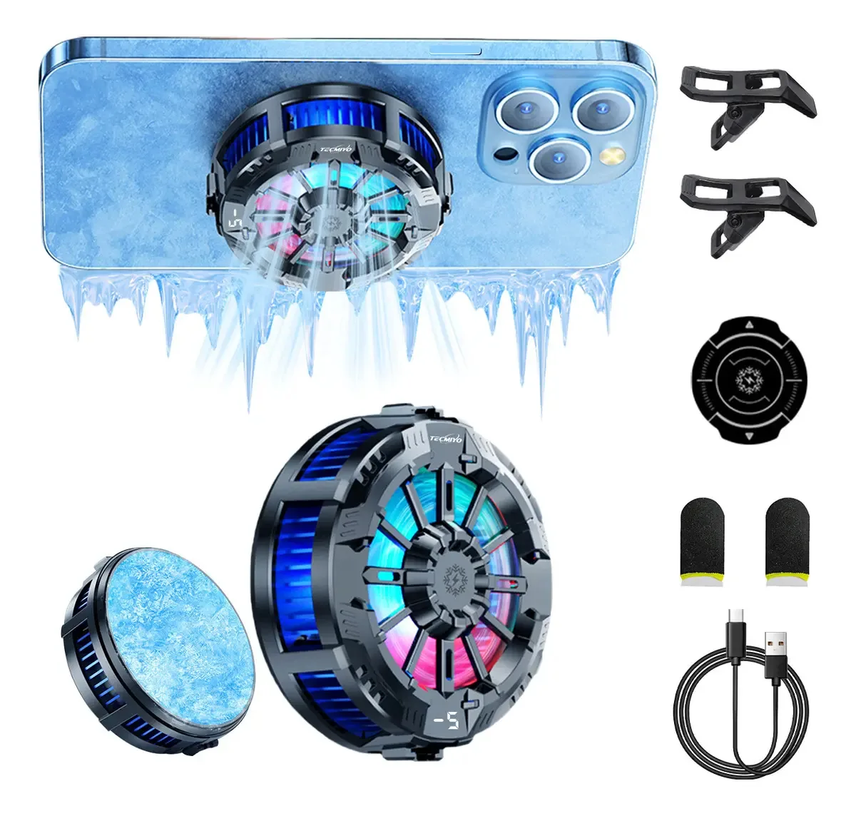 Ventilador de resfriamento de celular Castorng® Tecmiyo Ventilador RGB Cooler Gamer