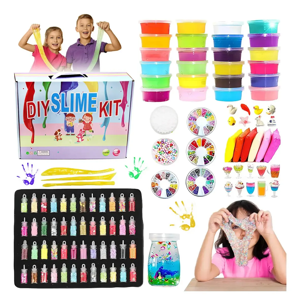 Kit de fabricação de lodo Pbcowasn® 108 unidades para meninas e meninos