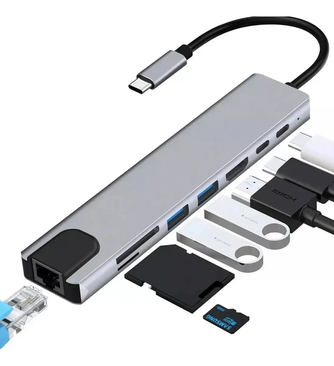 Hub USB Caviglte MXH-018 prateado