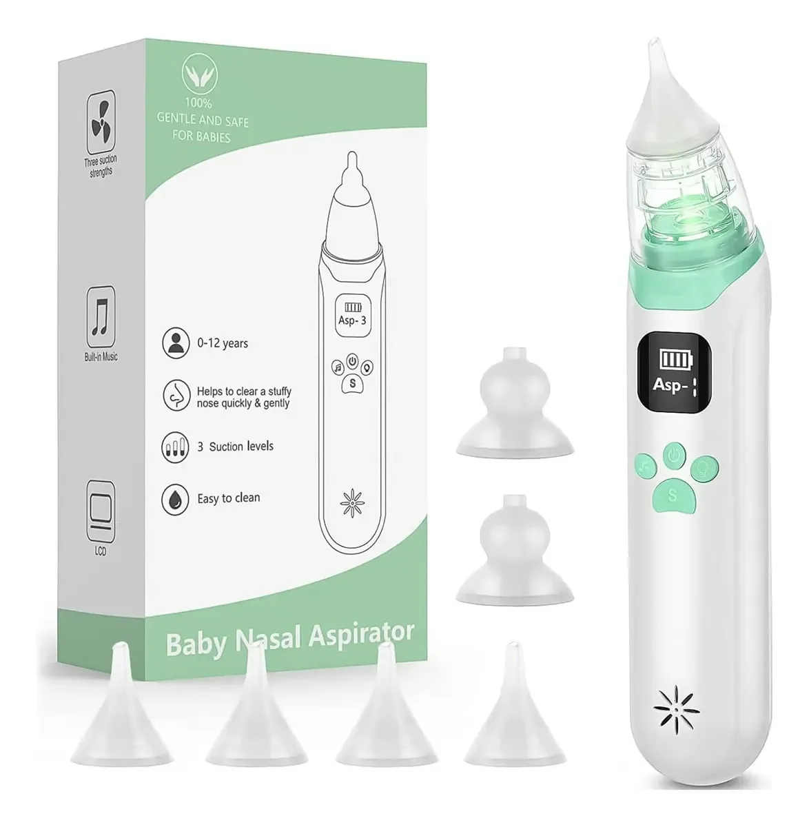 Aspirador nasal elétrico recarregável Caviglte Babeefly com 3 níveis