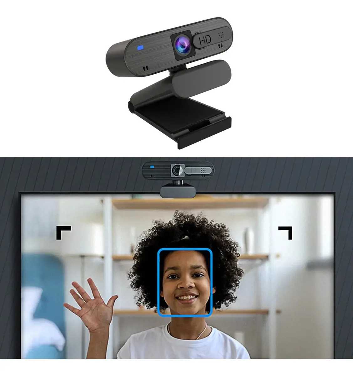 Yuly - Webcam USB com microfone e capa de câmera para PC, computador, laptop, jogo de conferência, mini câmera de foco automático, webcam 1080p com microfone e capa