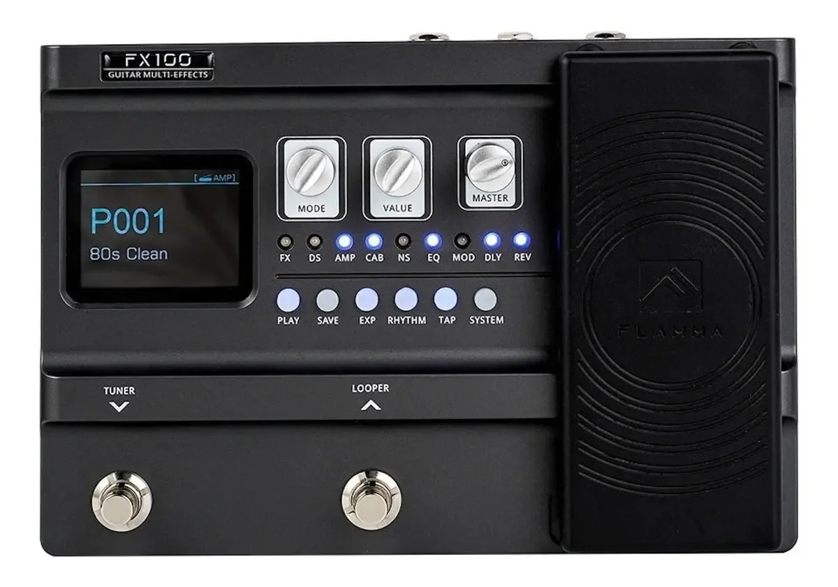 Pedal Multi-Efeitos Flamma FX100 Preto com 151 Efeitos para Guitarra