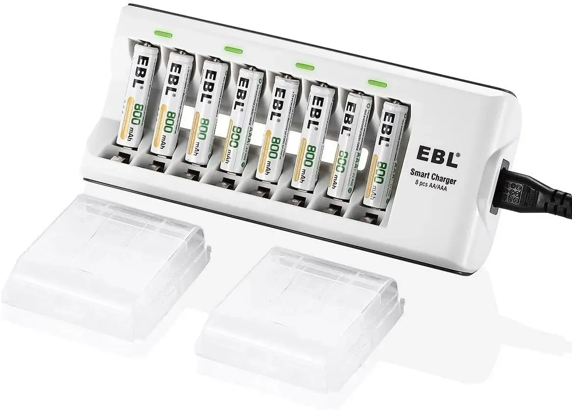 Carregador Ebl com 8 baterias