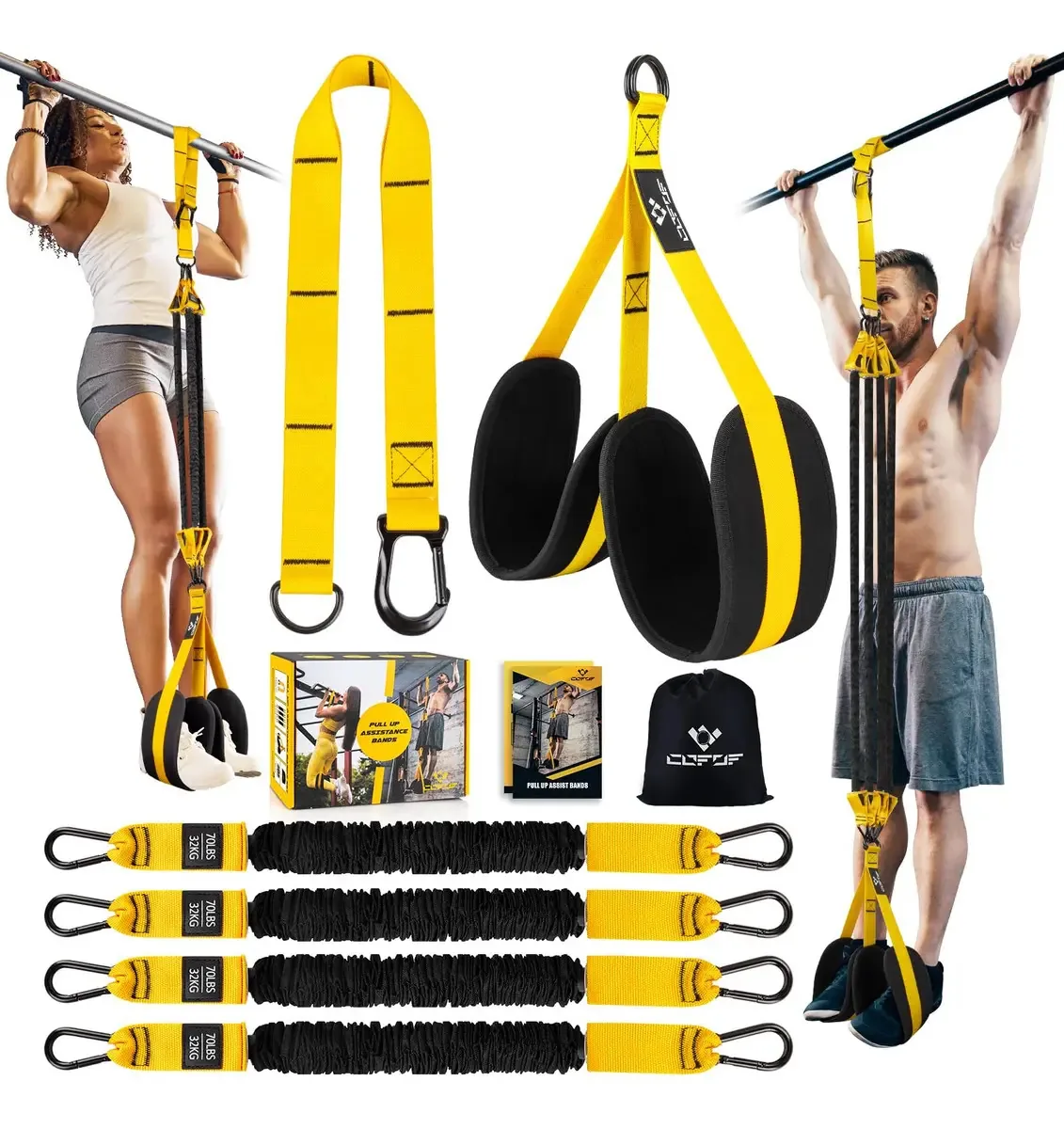 Bandas de assistência de flexão, faixas de resistência. Cor Amarelo
