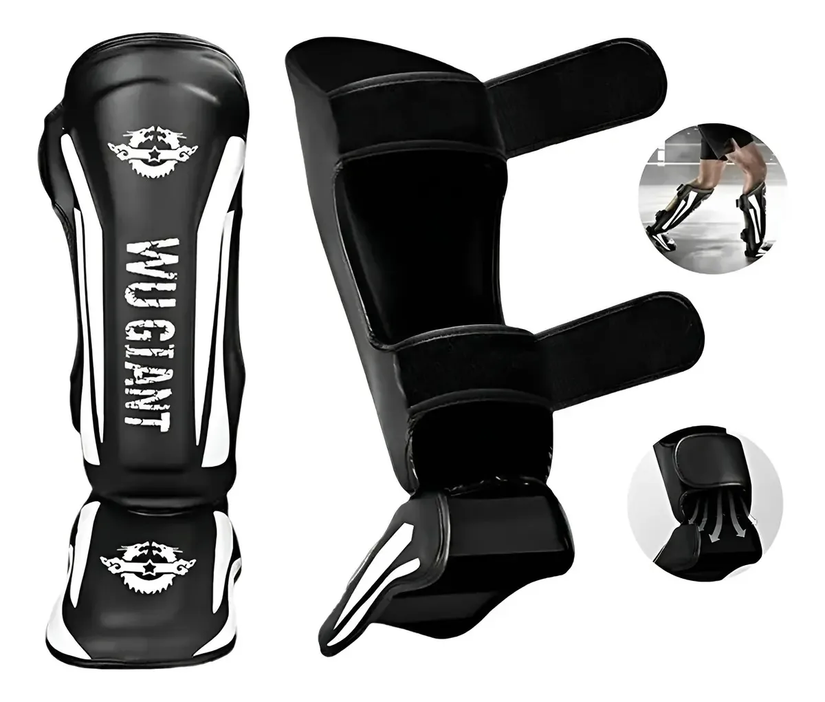 Caneleiras de artes marciais para Mma Kick Boxing Muay Thai, cor preta, tamanho M