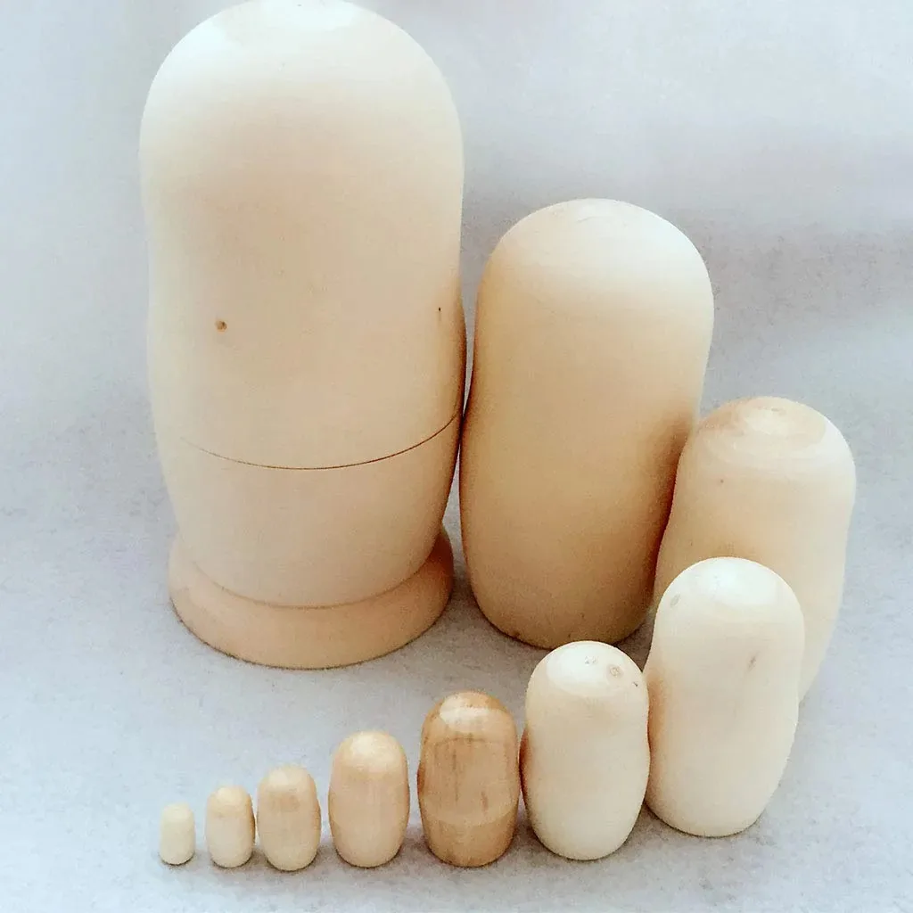 Q-xiaokeai 10 Bonecas Russas de Madeira Sem Pintura
