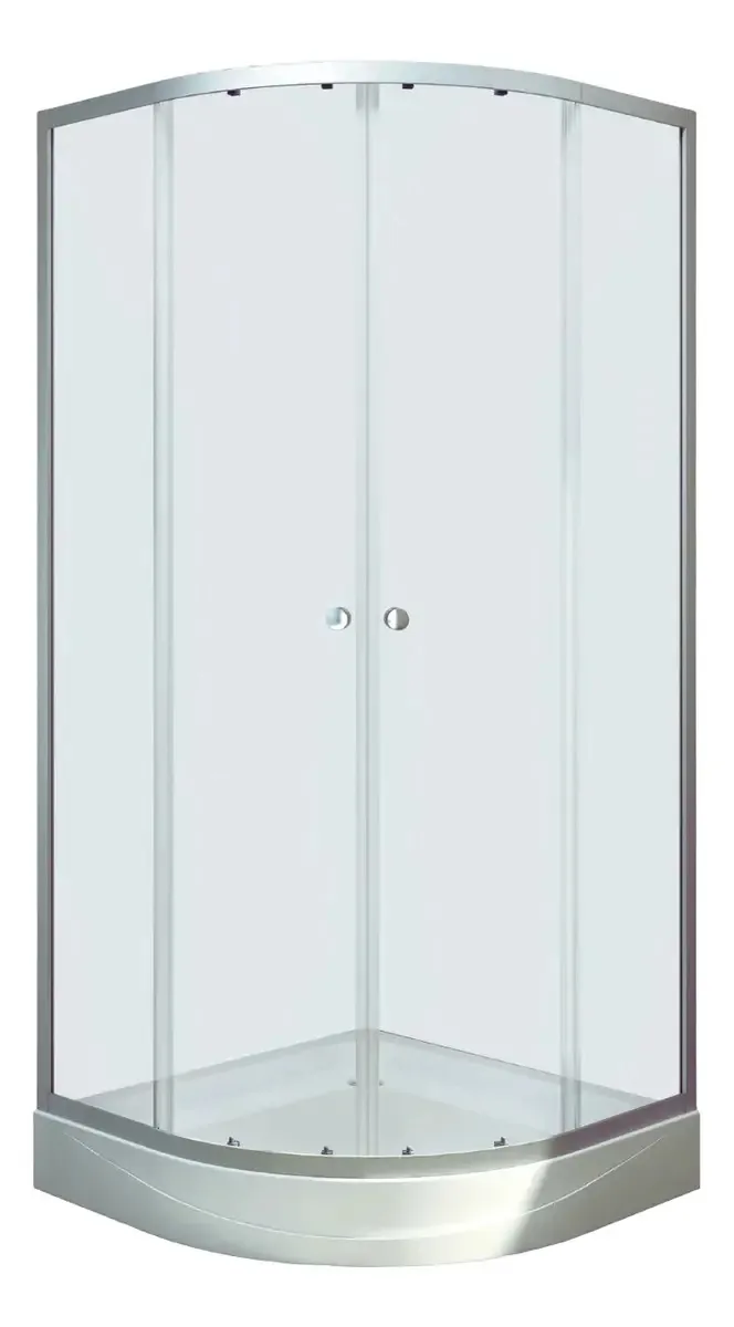 Cabine de duche grande Elegance, 90x90x200cm, design curvo, moldura prateada, painel transparente