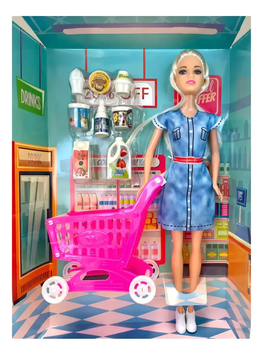 Boneca de supermercado Tiny Fantasy com acessórios 53740