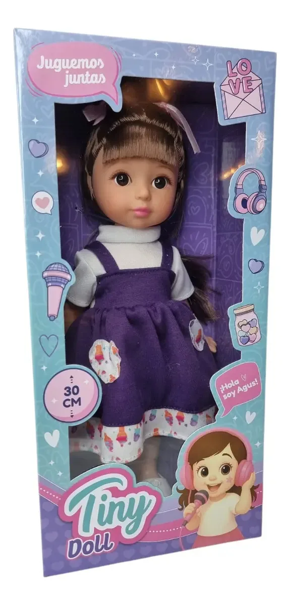 Boneca minúscula Agus Doll com sapatos sociais de 30 cm