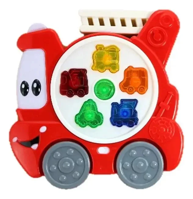 Caminhão de brinquedo de bombeiro interativo com luz sonora didática vermelha