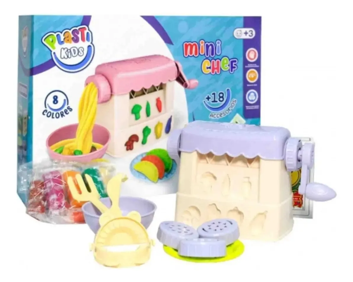 Conjunto de massa Plasti Kids Mini Chef Dough Set, molde para acessórios alimentares