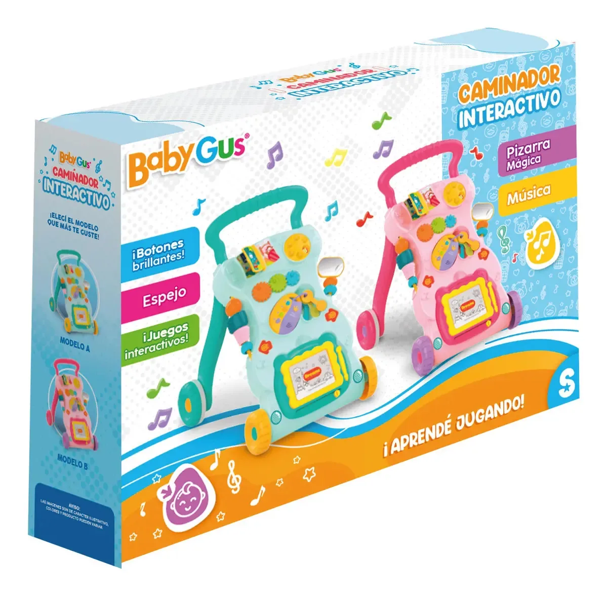 Babygus Baby Walker com sons rosa
