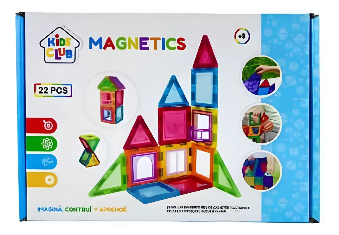 Peças magnéticas da Playmags, 22 peças, versão de personagens