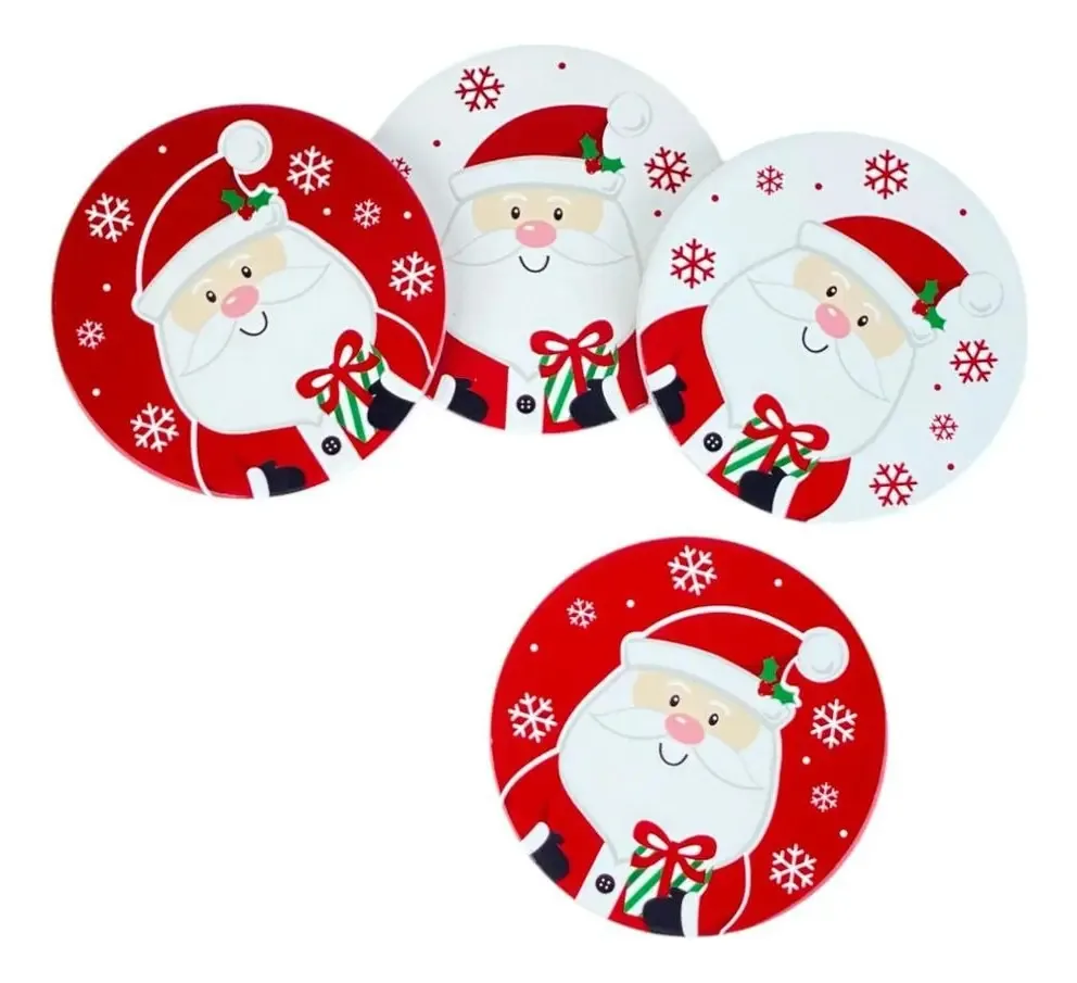 Porta-copos de Natal vermelho X4