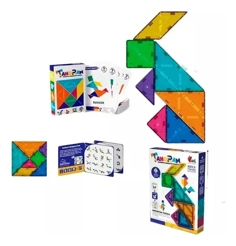 Figuras didáticas de matemática didática do tangram magnético Montessori