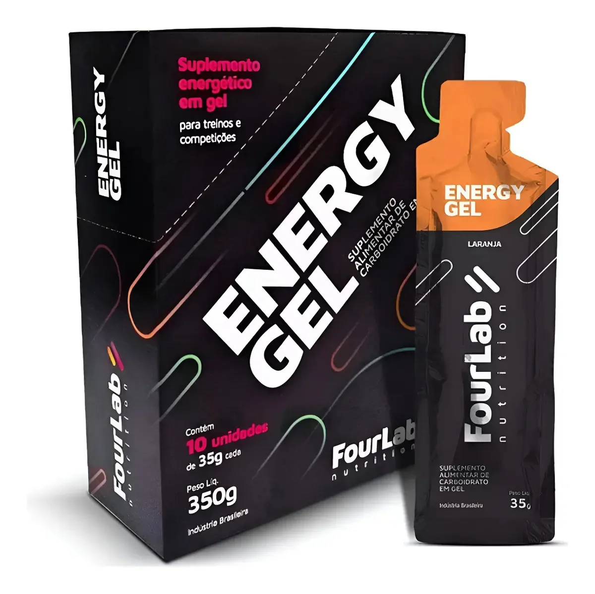 Carbogel Fourlab Caixa Com 10 Saches 35g Energy Gel Sabores Sabor Laranja