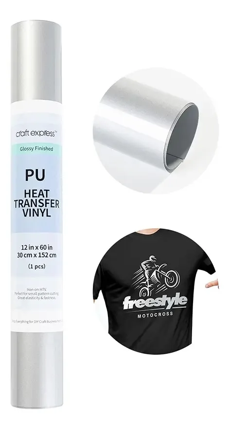 Vinil têxtil de PU Craft Express Silver (30x152) Cm