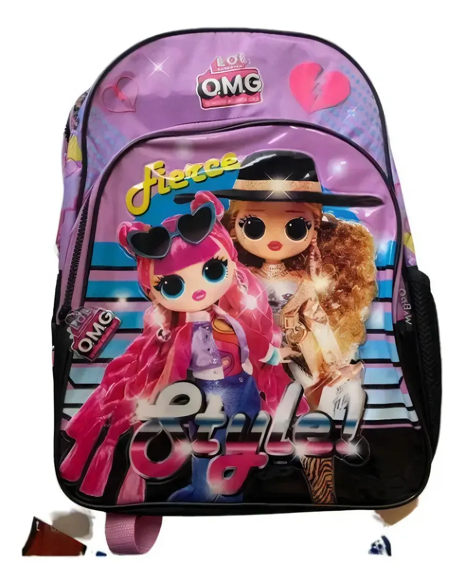 Mochila de carro roxa Lol Omg Dance Bbs de 16 polegadas