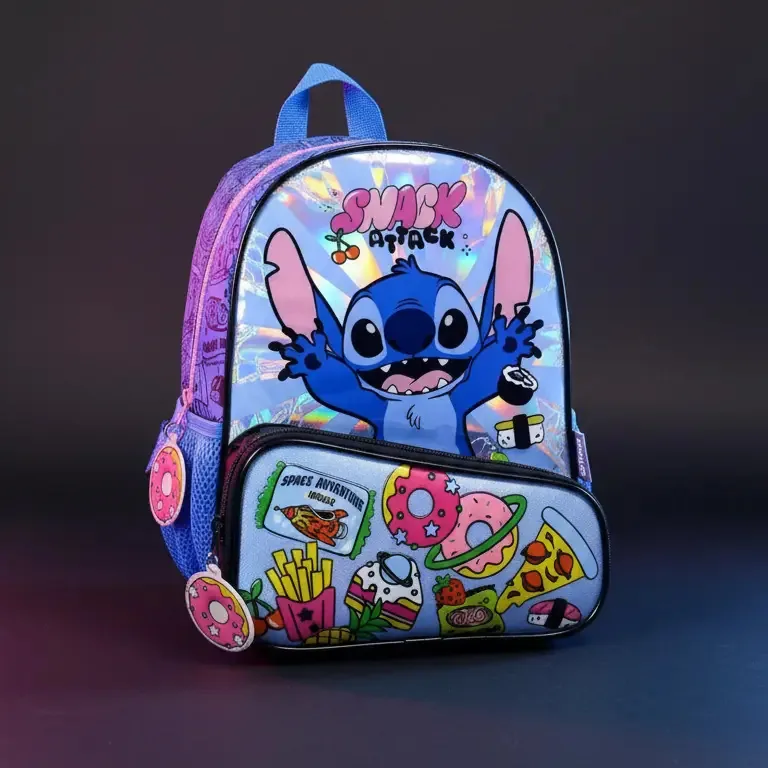 Mochila 27128 Stitch Back 12 Snacks Purple Snacks Black