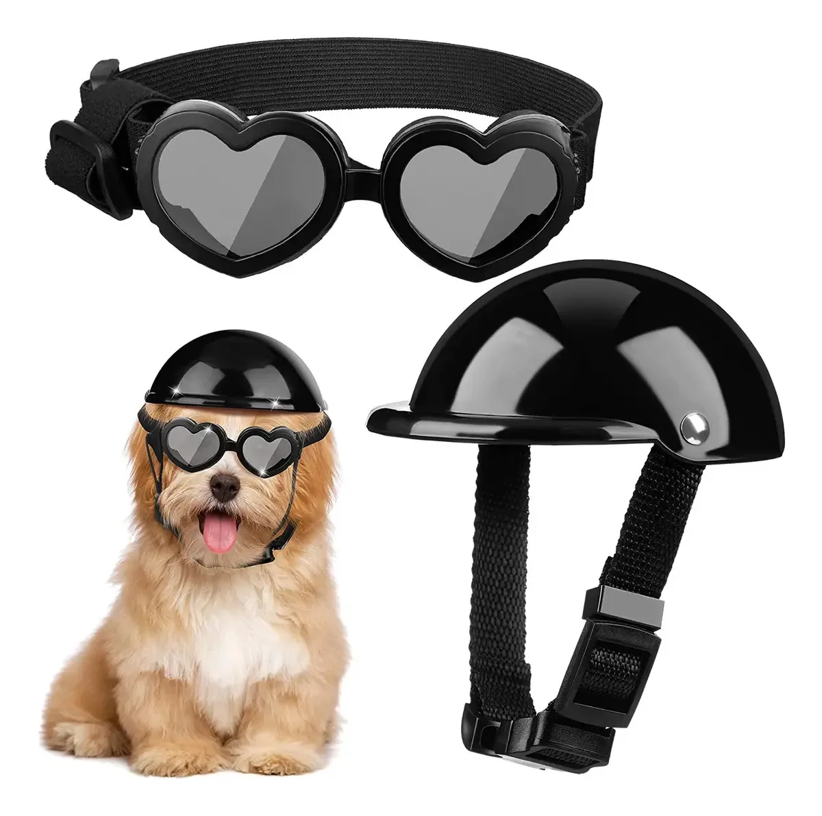 Óculos de capacete de motocicleta para cães pequenos e médios - pretos