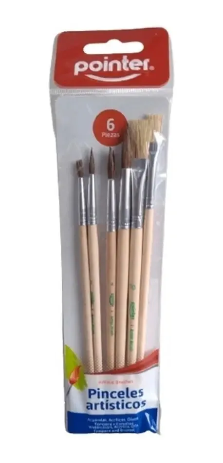 Conjunto de 6 pincéis de ponteiro e pincéis artísticos