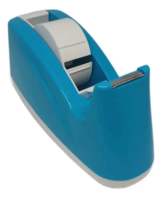 Dispensador de fita adesiva de mesa de núcleo duplo azul claro