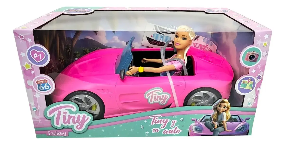Carro esportivo rosa Tiny Fantasy Doll e seu Jeg 55870