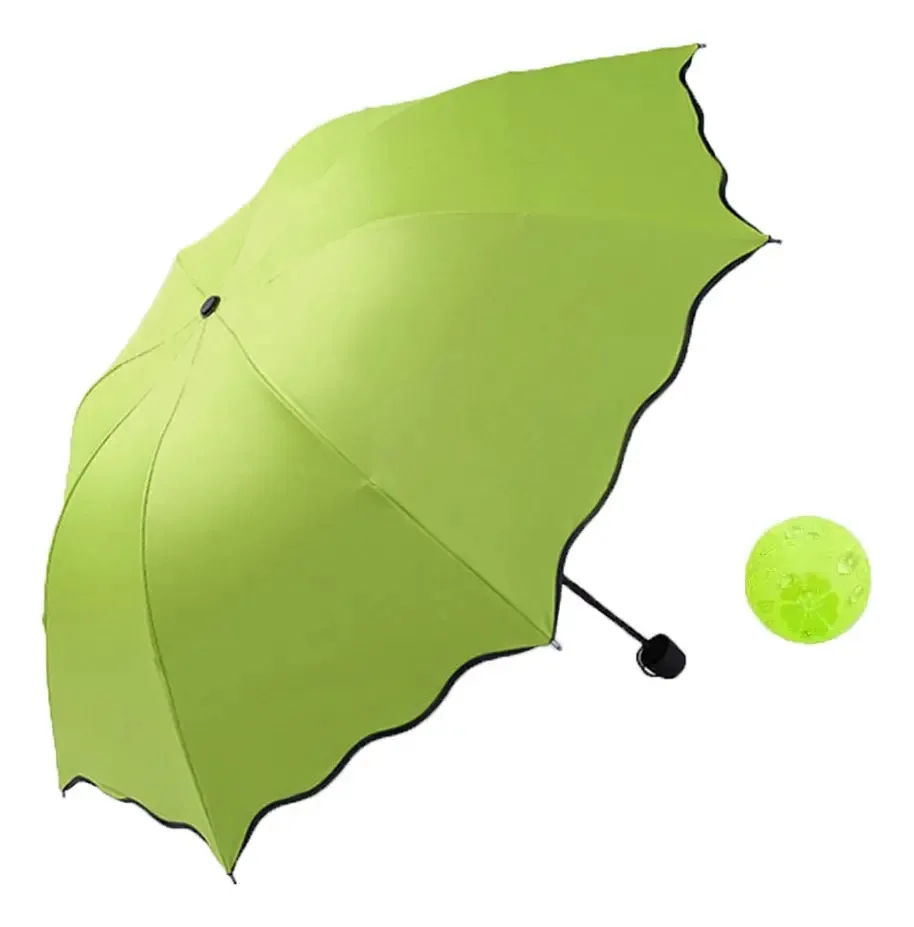 Guarda-chuva mágico dobrável que muda de cor com verde chuva