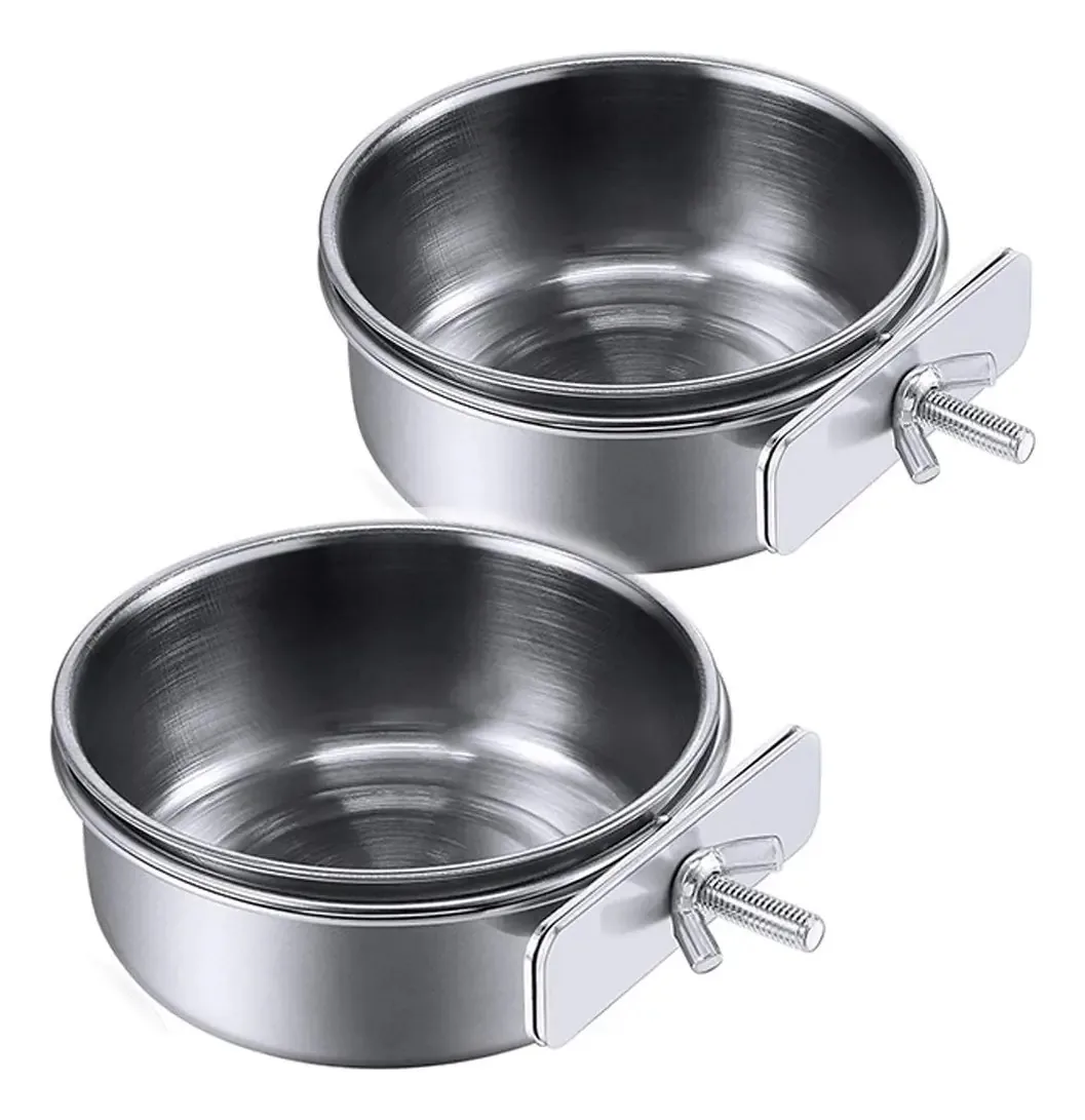 Pinvnby - Comedouros para papagaios, em aço inoxidável, com suporte, para cacatuas, periquitos, araras, chinchilas e pequenos animais.