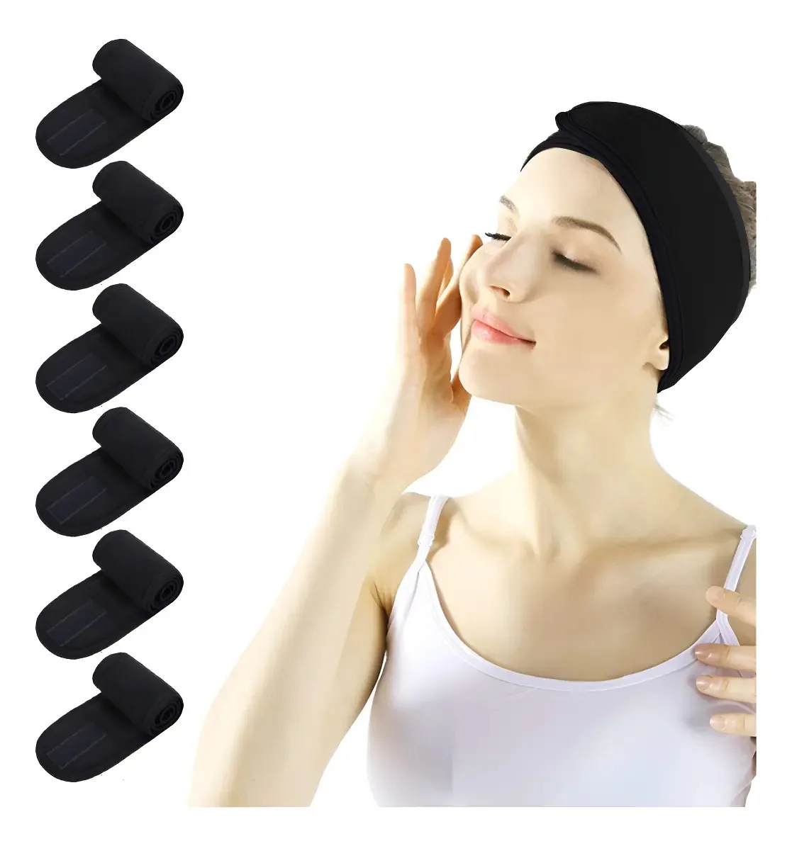 Facial Spa Headband Makeup Magic Hair Strap, 6 peças, cor, 4 peças - listras pretas