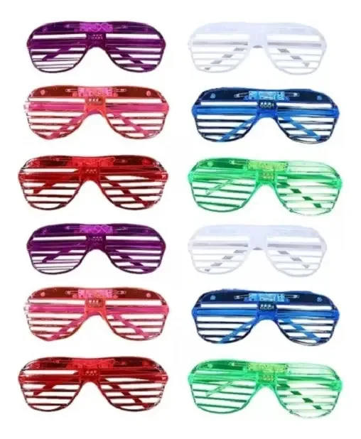 12 lentes luminosas, persianas LED, luz retrô, festa, batucada, cor, estilo de design multicolorido