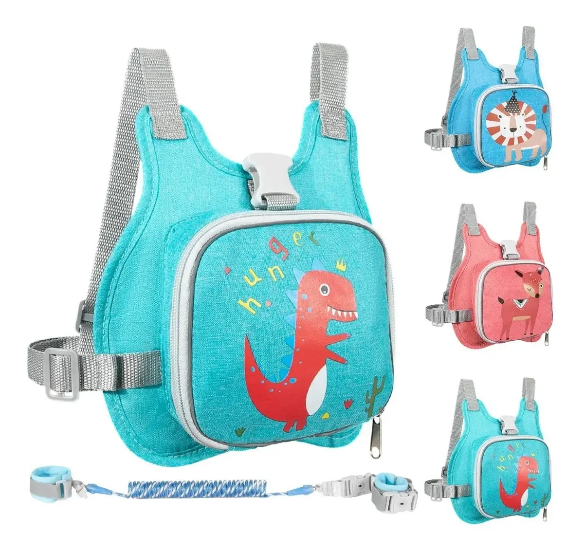 Mochila anti-perda com cinto de segurança para crianças e bebês, cor verde