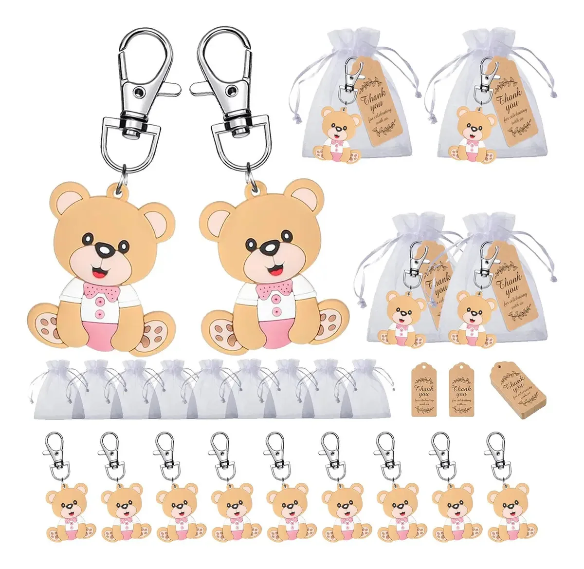 Chaveiros em forma de urso para decoração de bebês