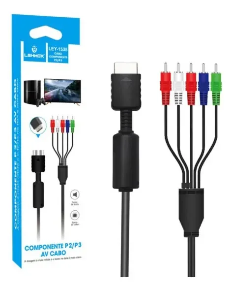Cabo Video Componente Para Ps2 Ps3 5 Pontas Lehmox 1.8m Play
