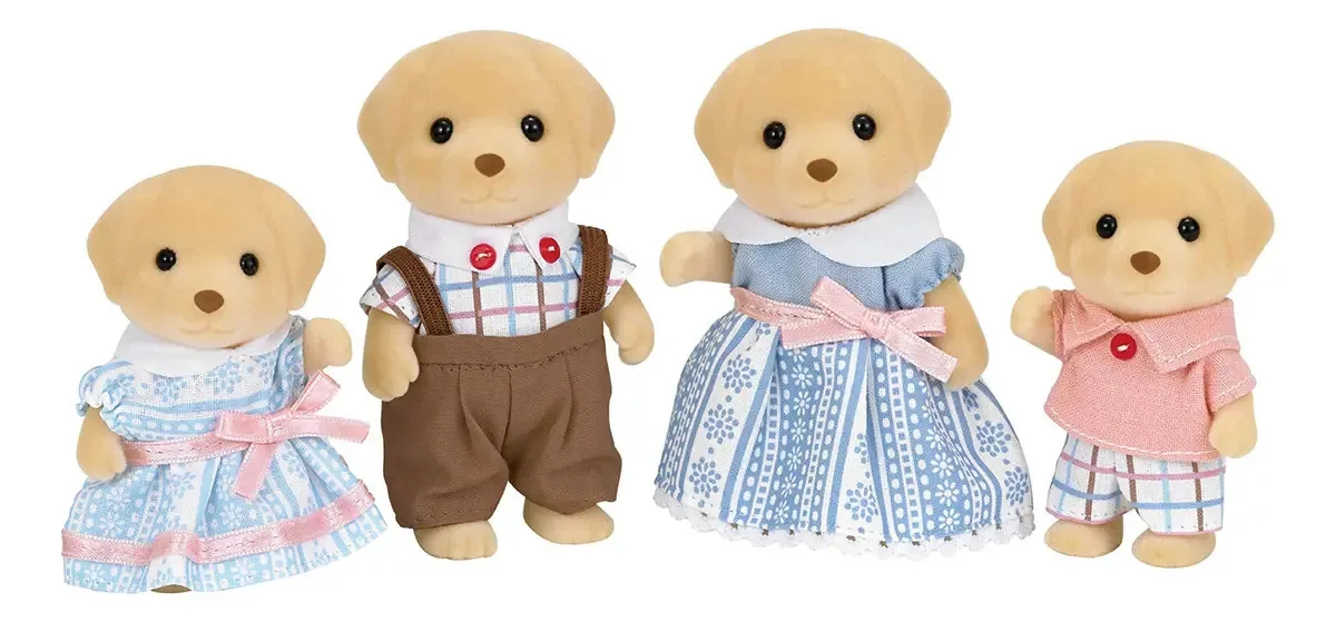 Família Labrador Amarelo Calico Critters, Bonecas, Figuras de Casa de Bonecas, Brinquedos Colecionáveis