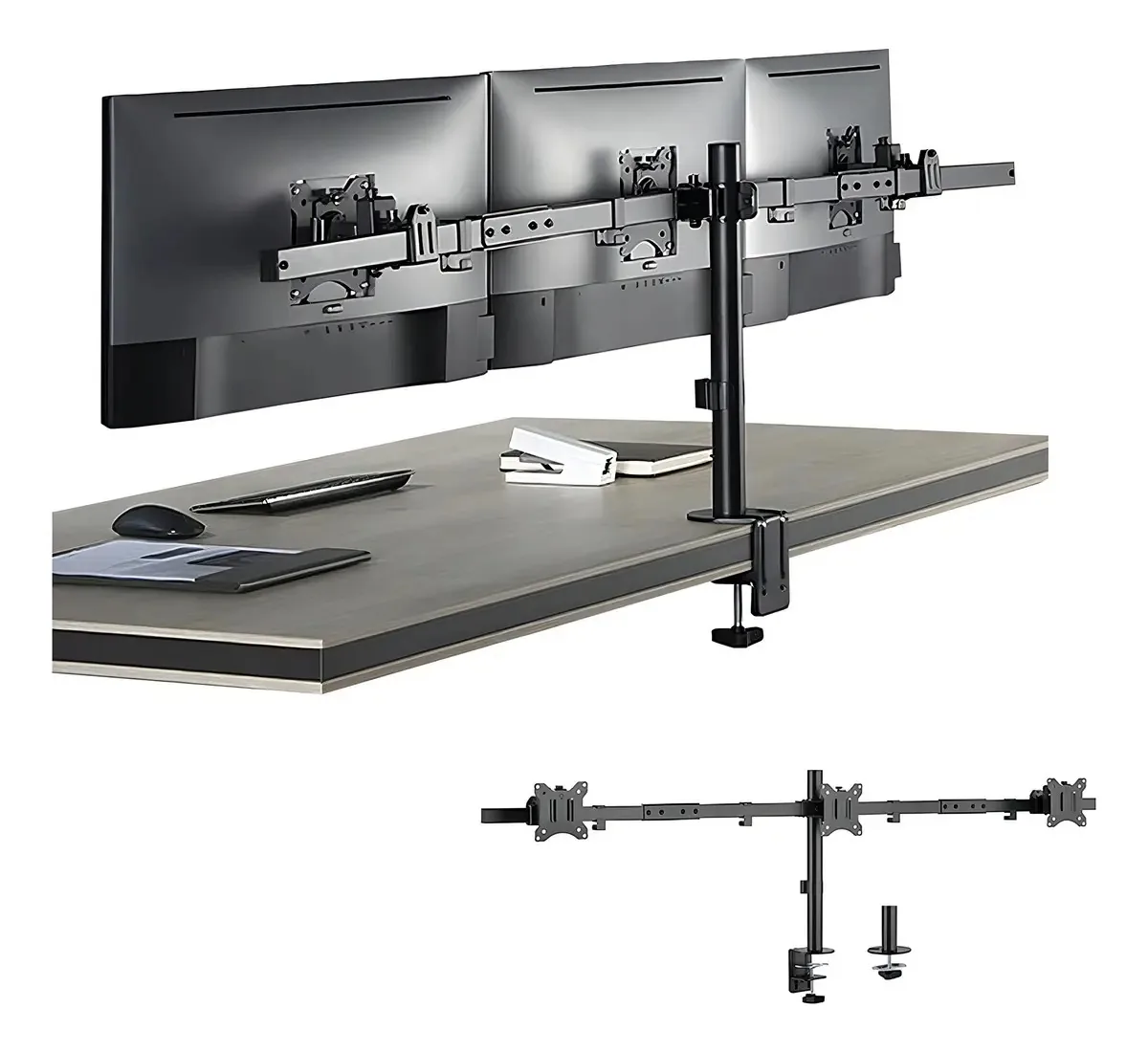 Suporte de braço Linkon Freely Tilting para 3 monitores