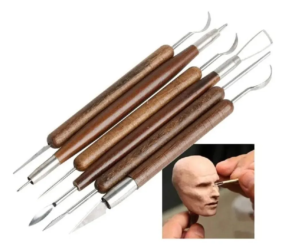 Máscara de cinzel manual para modelagem em argila esculpida em quadrinhos, 6 peças