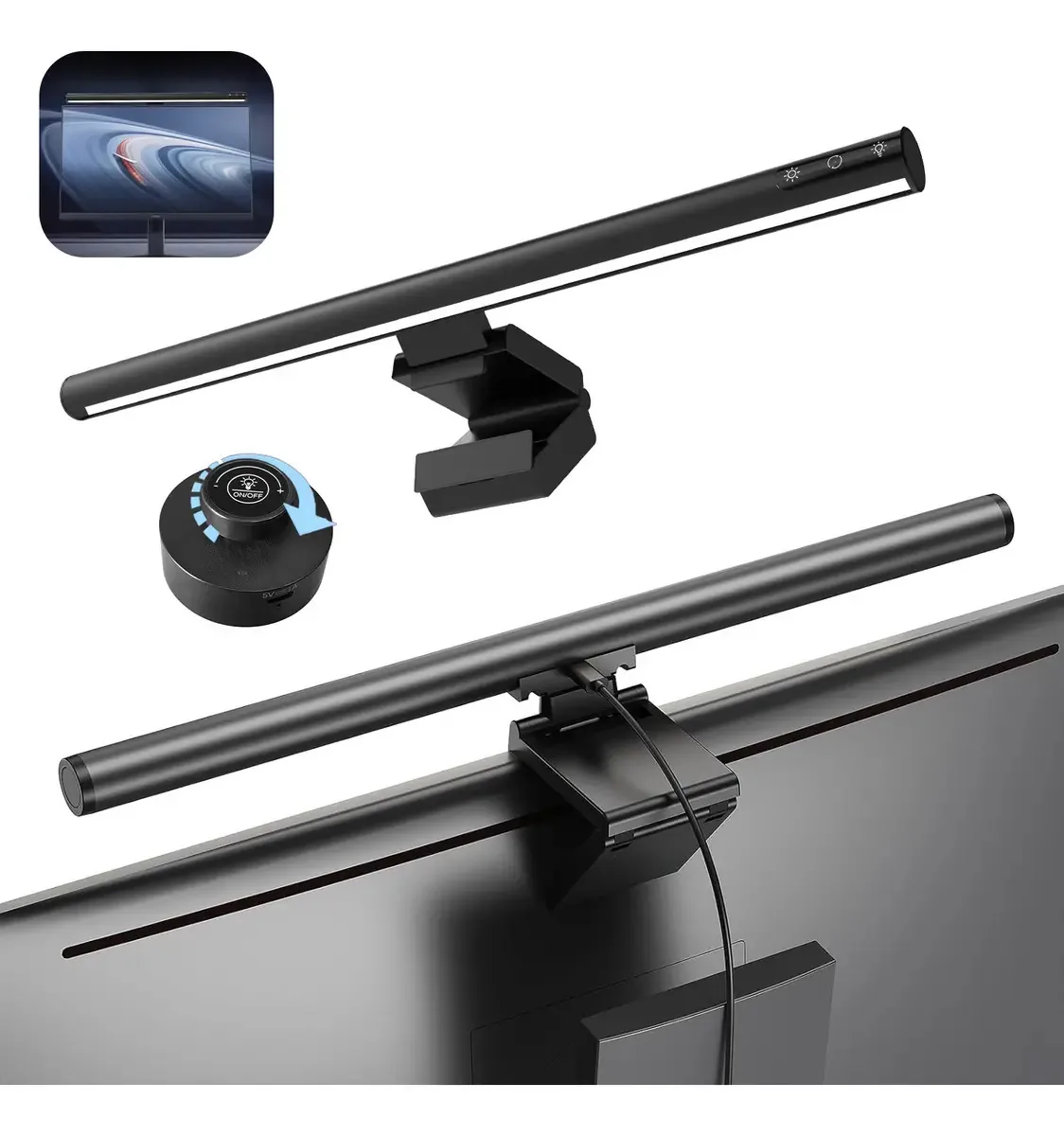 Luminária Barra Luz Led Com Controle Remoto Para Monitores Preto Preto Luminaria Led Luminária Barra Led Luz Monitor Notebook Computador Usb