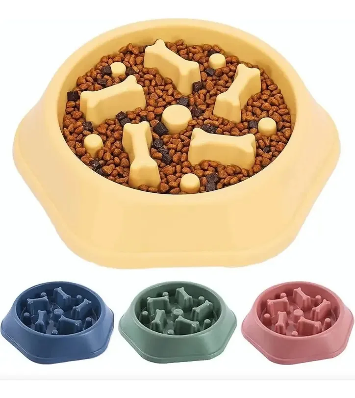 Placa de alimentação lenta para alimentadores de alimentos amarelos para cães de estimação