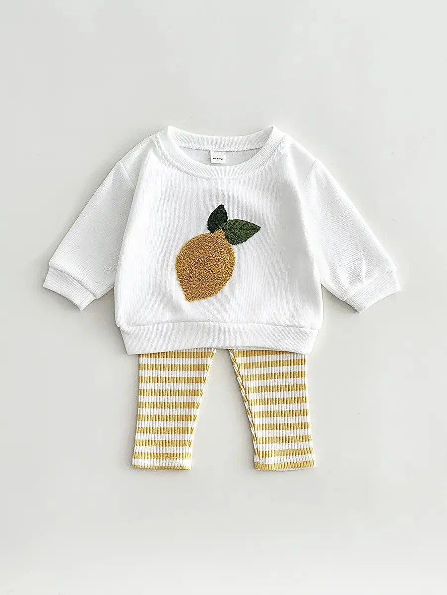 Conjunto De Roupas Para Meninos, Suéter E Calças De Manga Co Cor Amarelo Tamanho 18-24months