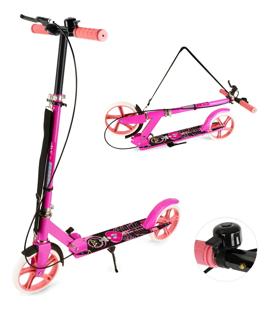 A scooter Devil's Patin para crianças e adultos é ajustável em rosa coração