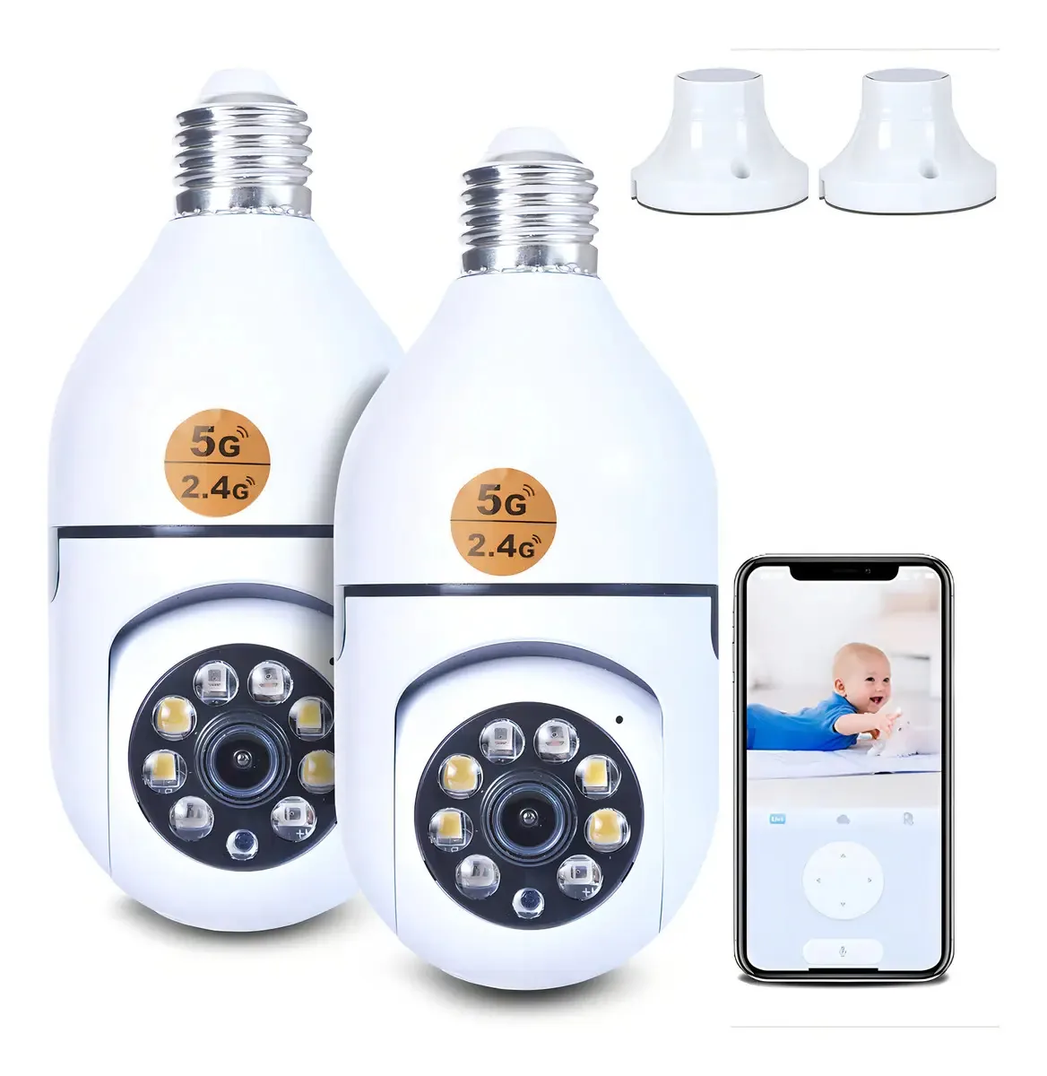 Câmera Bulb, pacote de 2 câmeras de segurança Bom