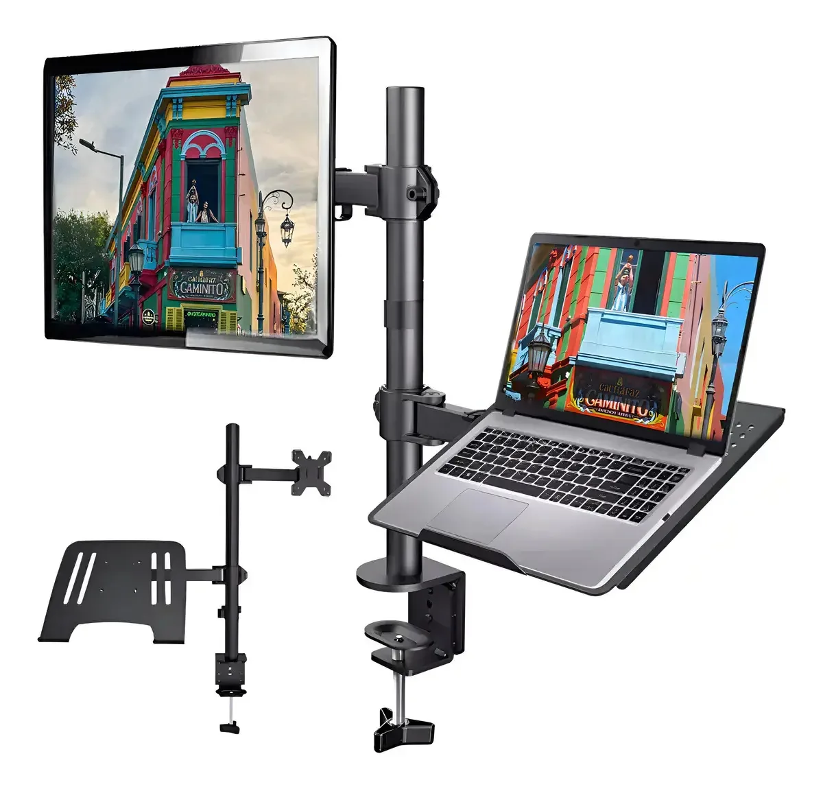 Suporte Duplo Articulado Mesa Para Monitor E Notebook Top