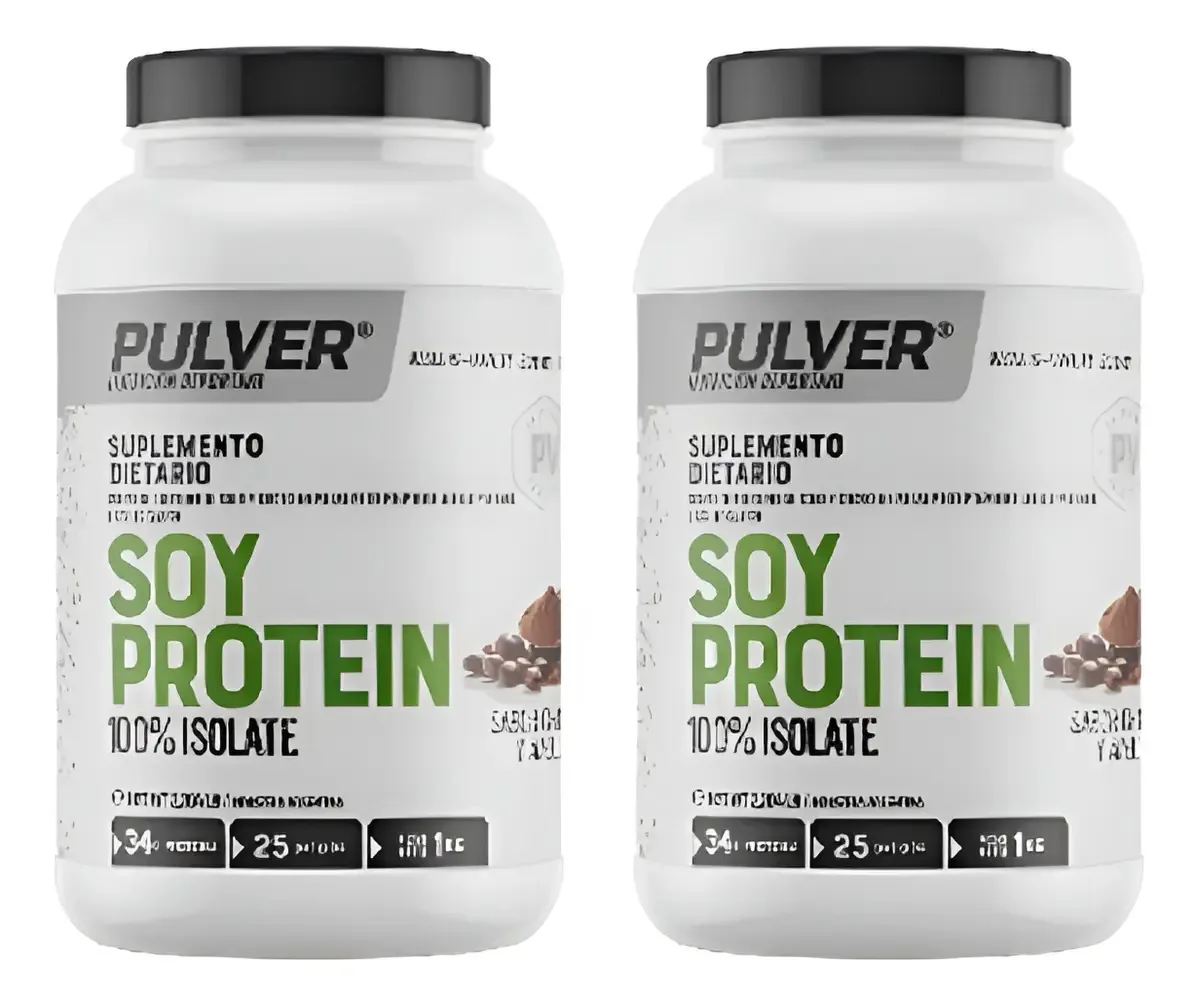Pacote X2 de suplemento de proteína em pó de soja em pó - chocolate e avelãs