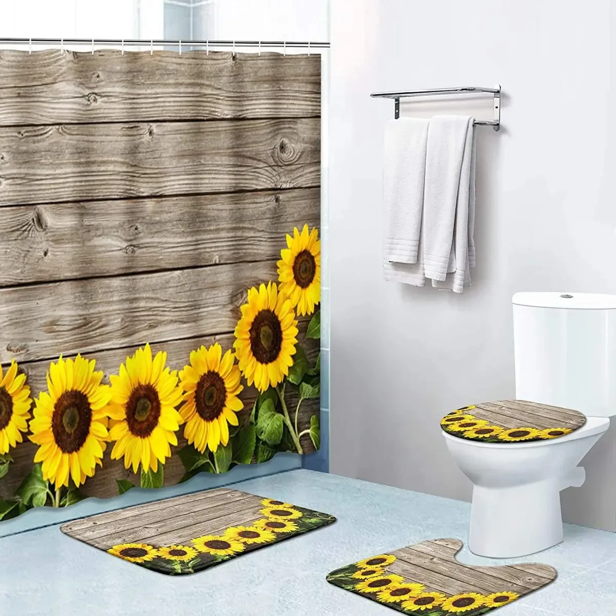 Conjunto de cortinas de chuveiro Britimes de 4 peças