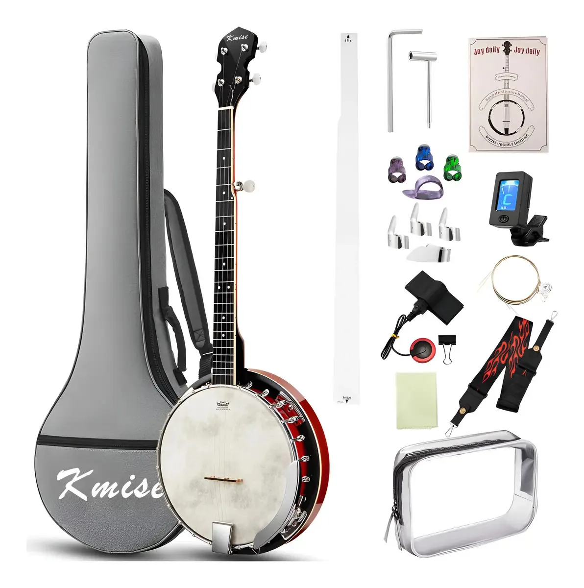 Banjo canhoto Kmise, banjos canhotos de 5 cordas com cabo Cor: marrom