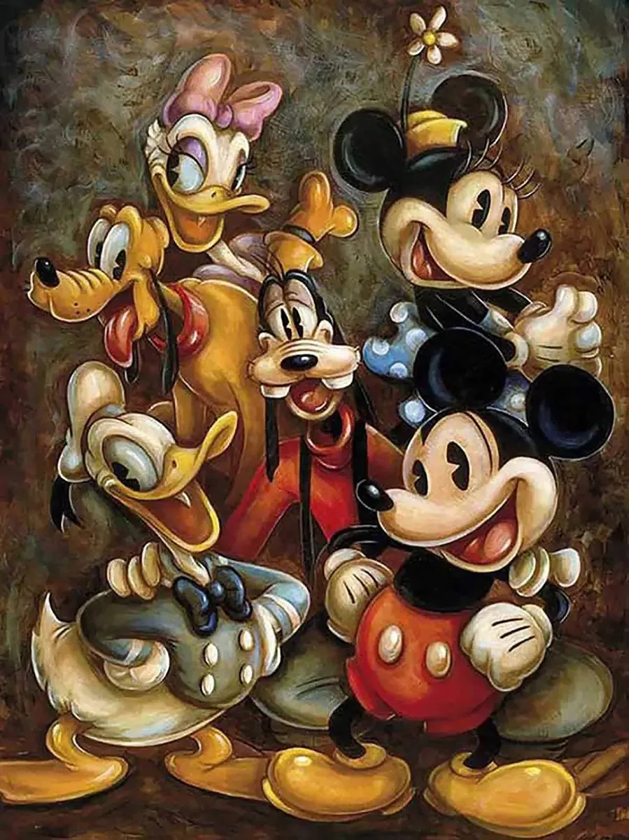 Kits de Pintura de Diamante 5D DIY por Números, Pintura de Arte com Cristais de Diamante, Diamante Redondo Completo Disney Mickey, Perfeito para Decoração de Parede de Casa, 30cm x 40cm