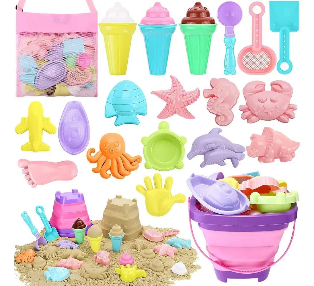 Conjunto de brinquedos Beach Bucket para meninas, 20 unidades